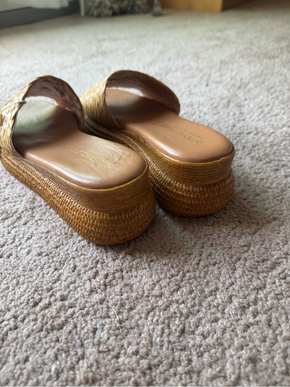 Made in Italy Raffia Platform Sandals 39 (8) - Picture 4 of 6